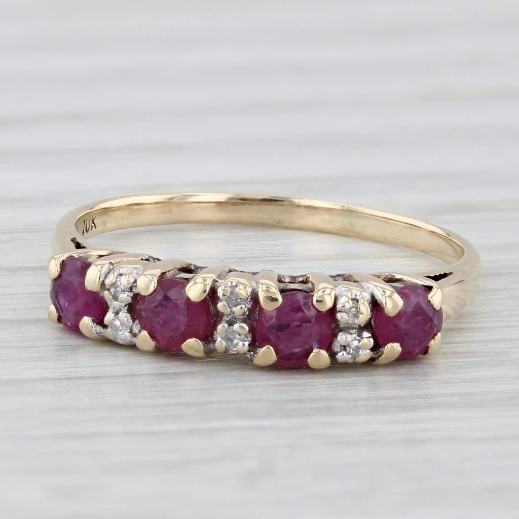0.52ctw Ruby Diamond Ring 10k Yellow Gold Size 5.75 Stackable