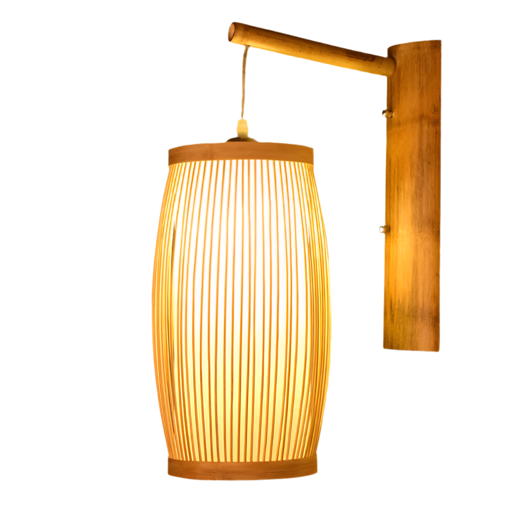 Wall Mounted Light with Bamboo Stripes Shade