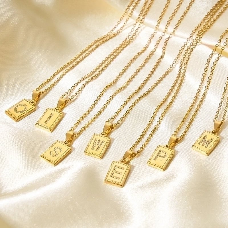 304 Stainless Steel Sweet Polishing Plating Inlay Letter Diamond Necklace