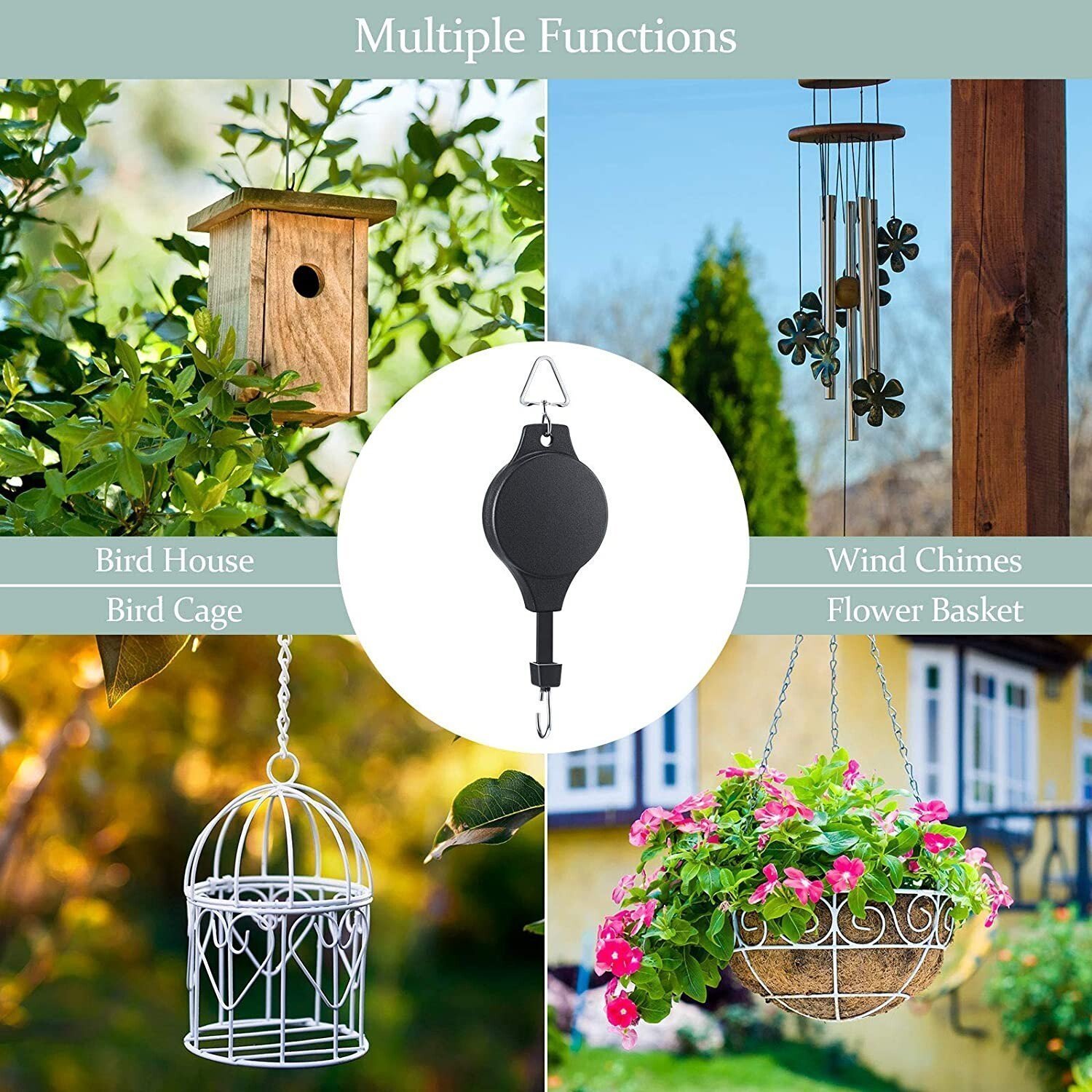 Plant Pulley Set For Garden Baskets Pots. Birds Feeder