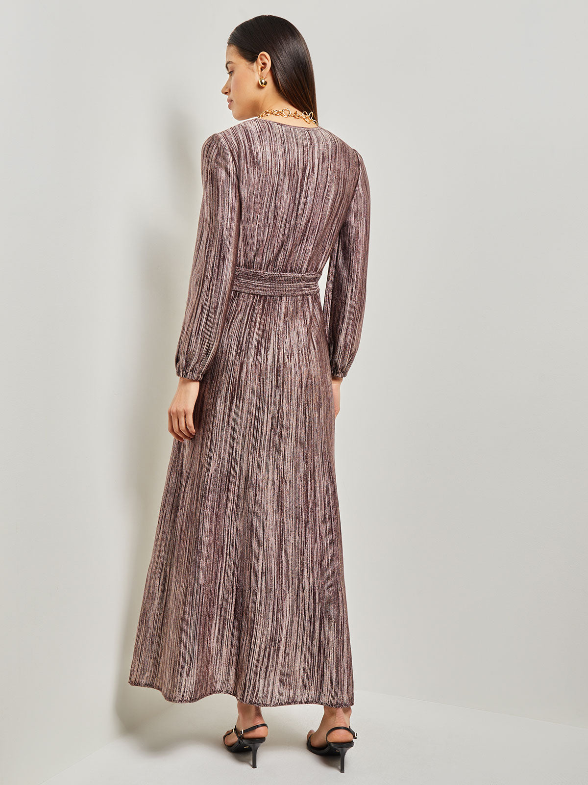 Bishop Sleeve Jacquard Knit Maxi Dress