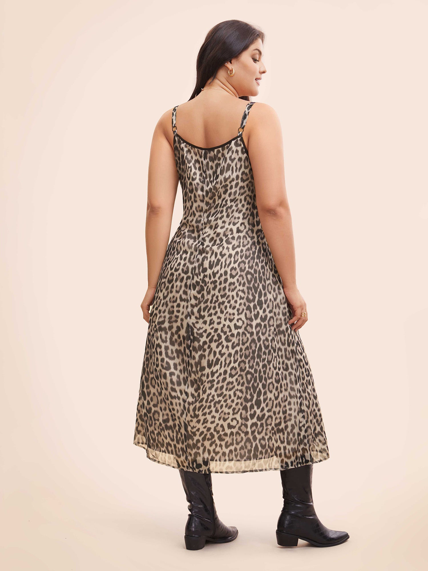 Leopard Print Mesh Cami Dress