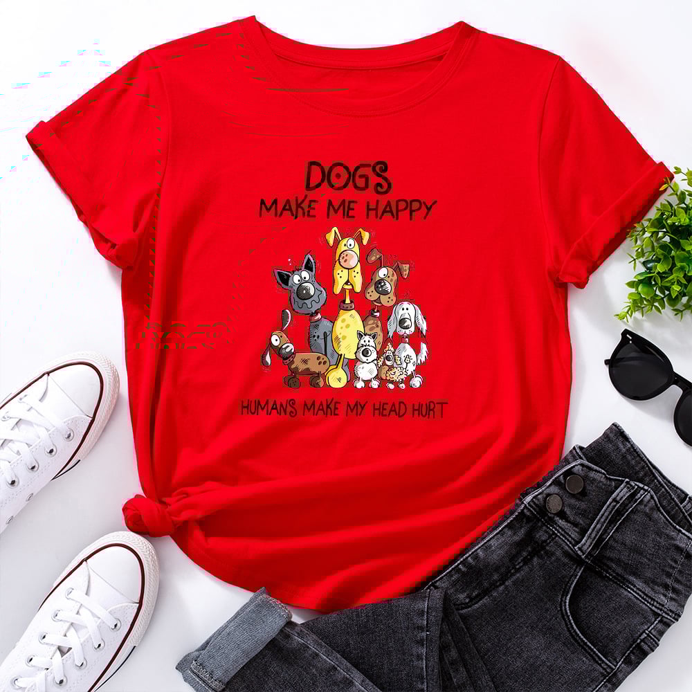 Dogs Make Me Happy T-shirt🔥(Buy 3PCS and Get 3rd for Free )🔥