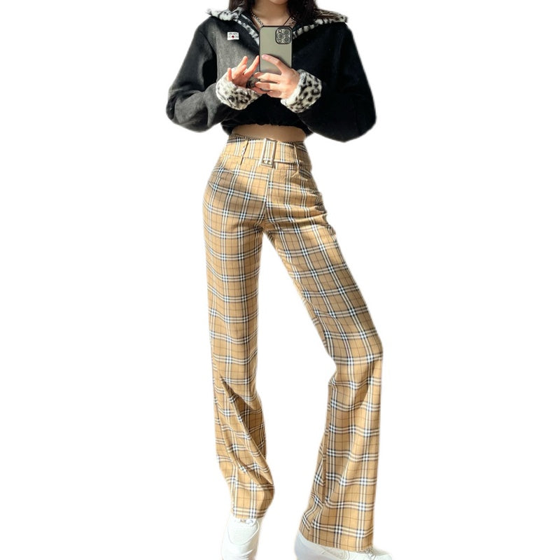 Retro plaid trousers KF82128