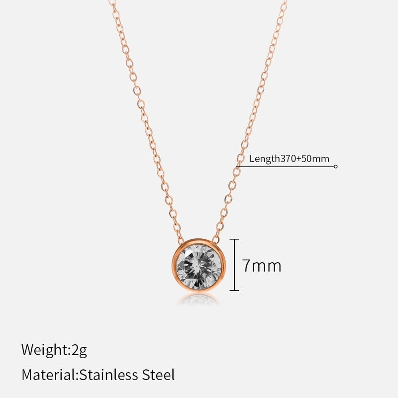 Minimalist Round 304 Stainless Steel Rhinestones Plating Stainless Steel Necklaces