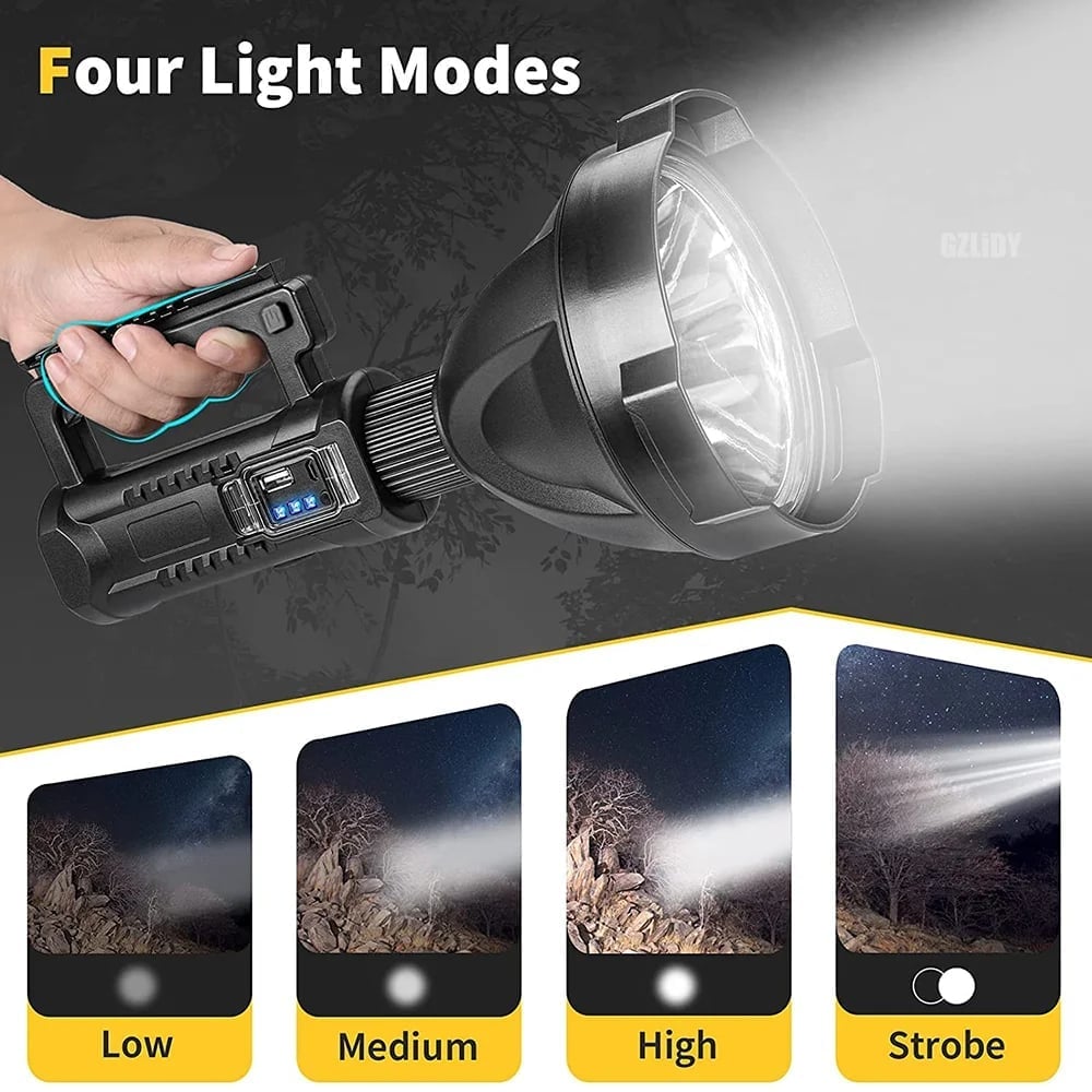 Rechargeable Handheld Spotlight Flashlight 90000 High Lumens