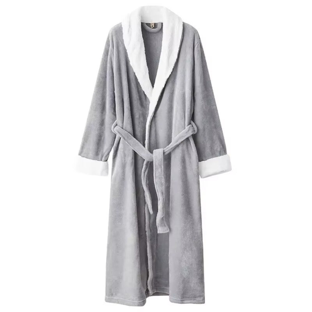 Plush Fleece Contrast Trim Bathrobe