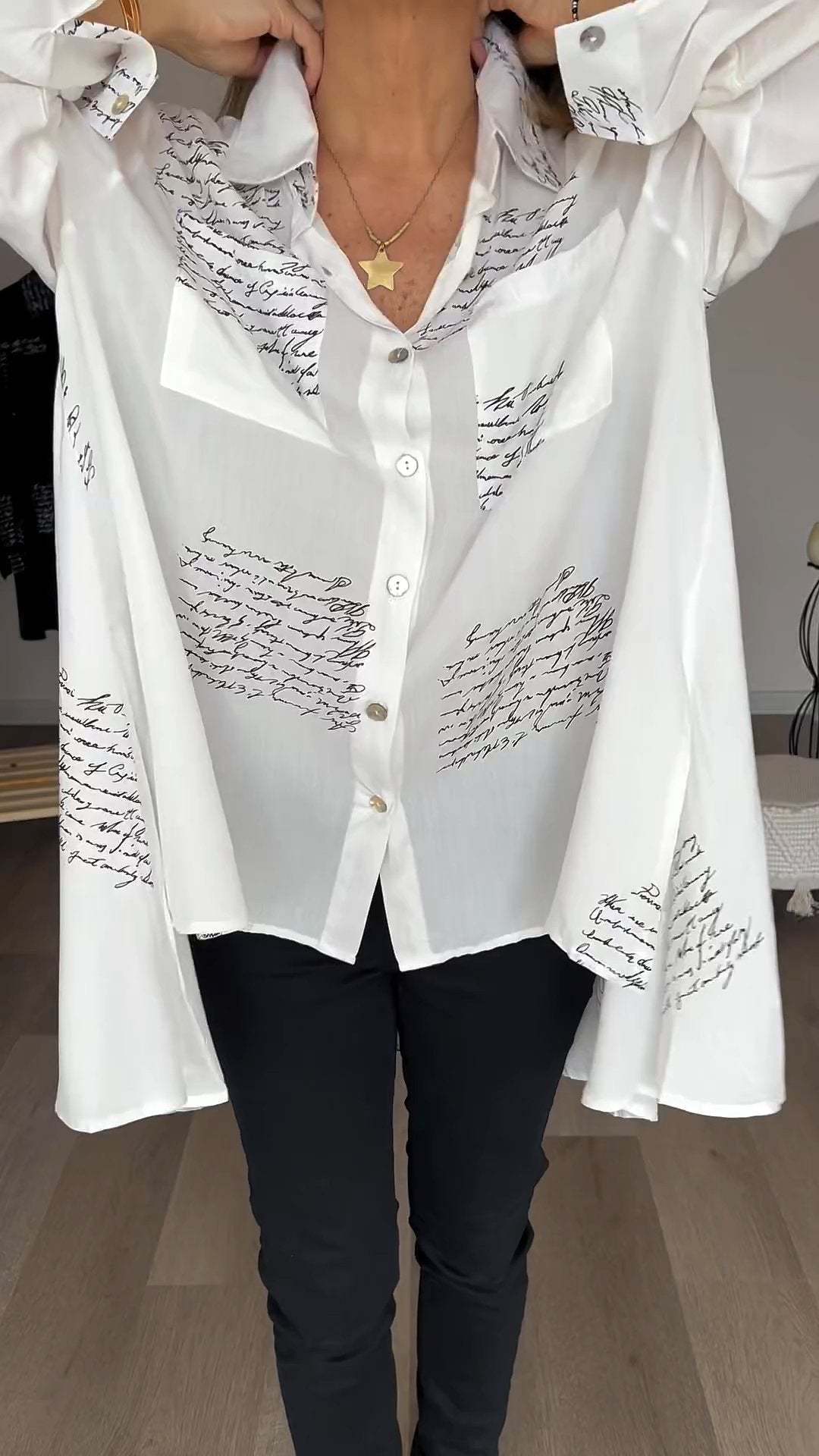 Camisa Con Solapa De Moda Con Estampado De Letras (Compra 2 Envío Gratis)