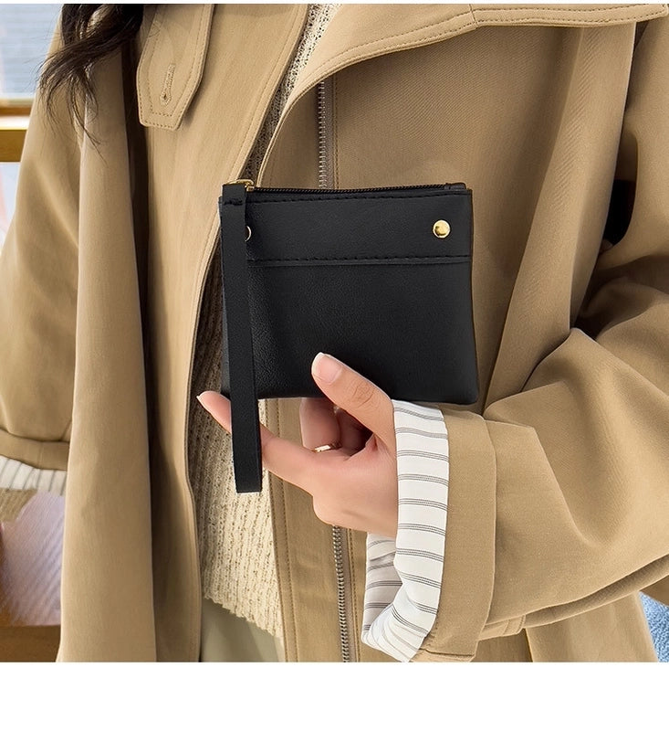 Women's Small Pu Leather Solid Color Basic Classic Style Square Zipper Coin Purse