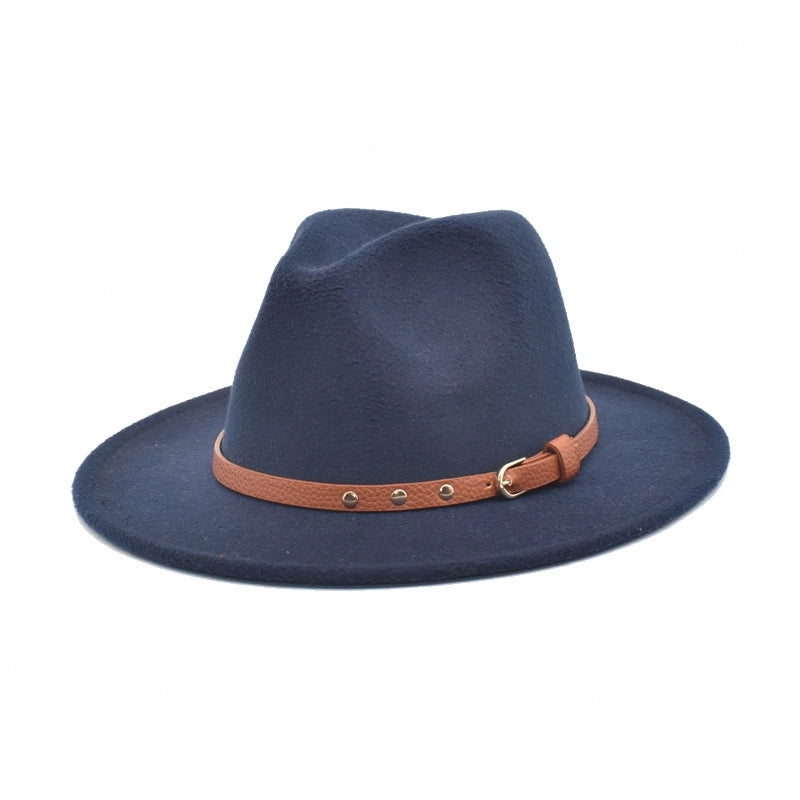 Autumn And Winter New Woolen Jazz Hat Women's Outdoor Travel Fedora Hat Men's Hat Top Hat