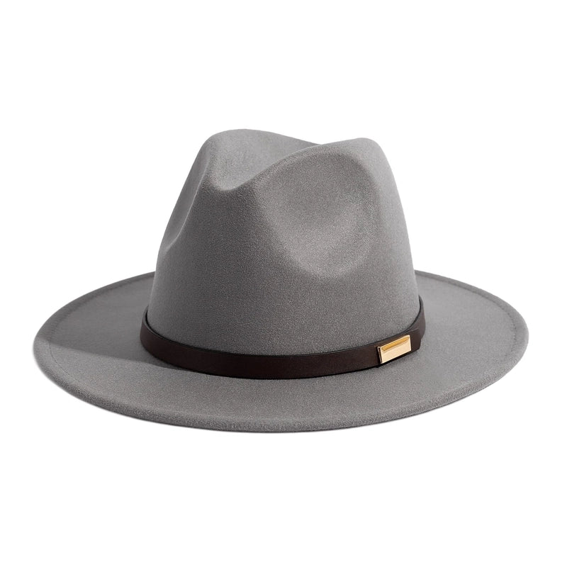 Style Vintage Solid Color Flat Rim Jazz Hat Men's British Belt Decorative Big Brim Top Hat Women