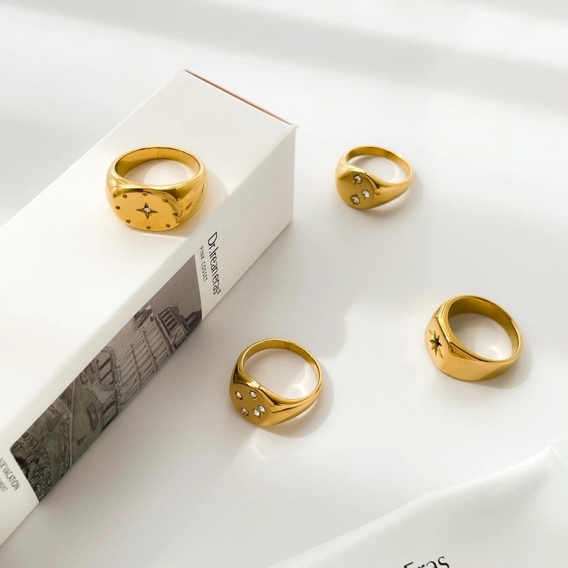Minimalist Star Titanium Steel Zircon Rings In Bulk