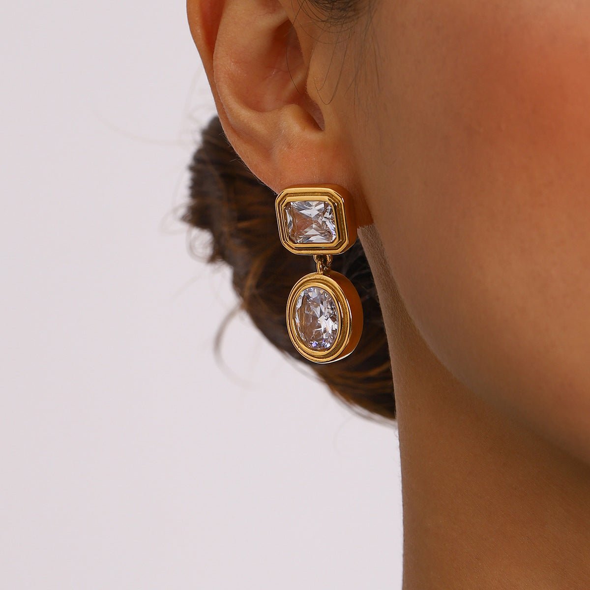 Stainless Steel White Zircon Earrings Titanium Steel Earrings
