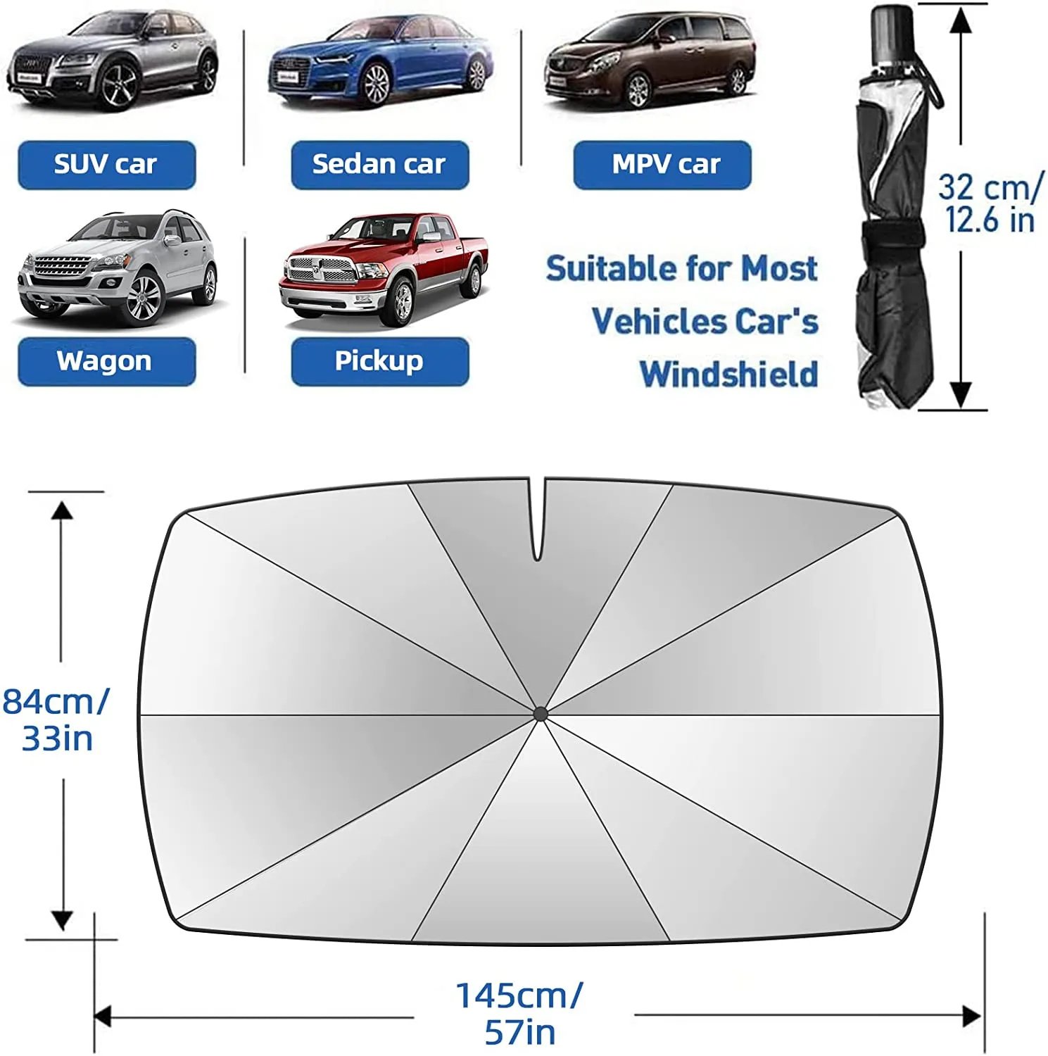 🔥🔥🔥Car Windshield Sun Shade Umbrella Auto Windshield Covers Most Cars