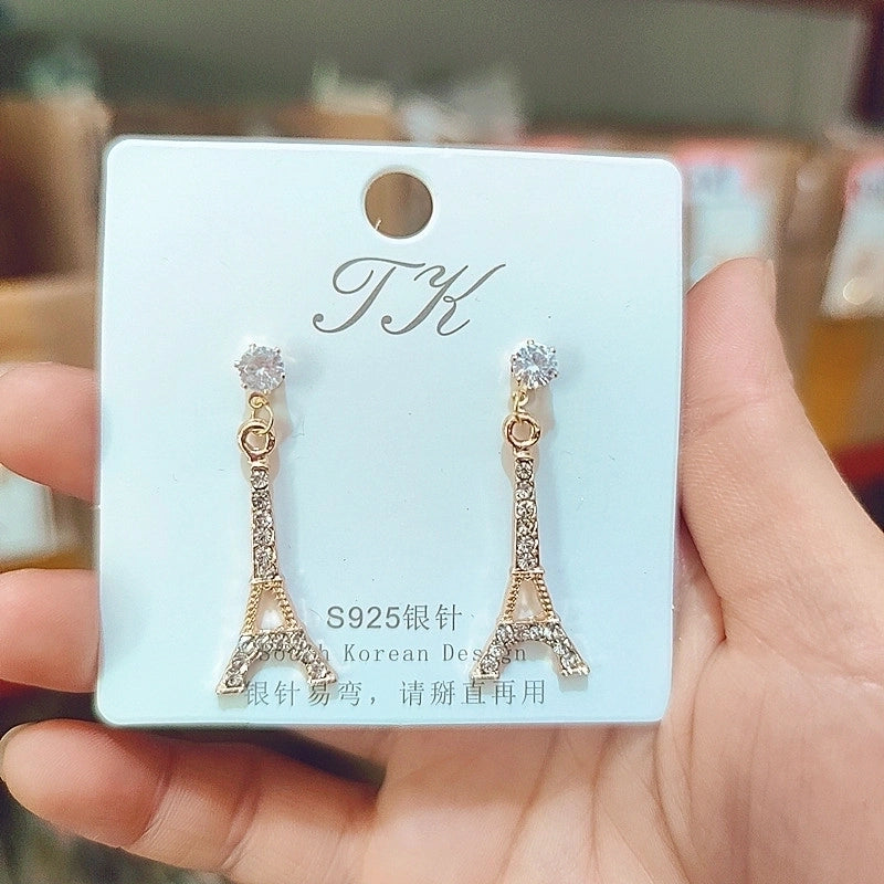 1 Pair Fashion Flower Butterfly Bow Knot Inlay Alloy Artificial Pearls Rhinestones Shell Earrings