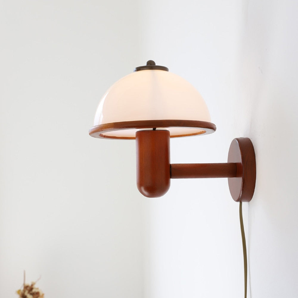 Retro Solid Wood Wall LED Lamp with Plug