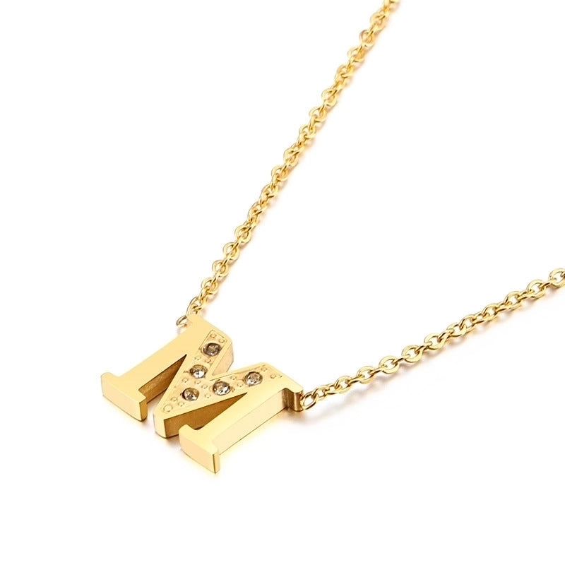 Letter Titanium Steel 18K Gold Plated Necklace