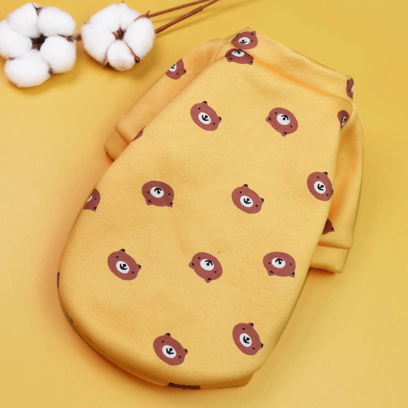 Cartoon Printed Fleece-lined Two-paw Sweatshirt For Dogs Cats Spring Autumn Winter Pullover Style Teddy Supplies Clothes