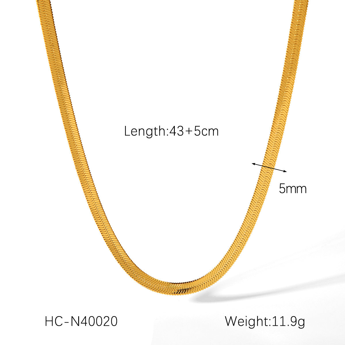 18K Gold Stainless Steel Blade Chain Inlaid Zircon Necklace Flat Snake Chain Titanium Steel Clavicle Chain