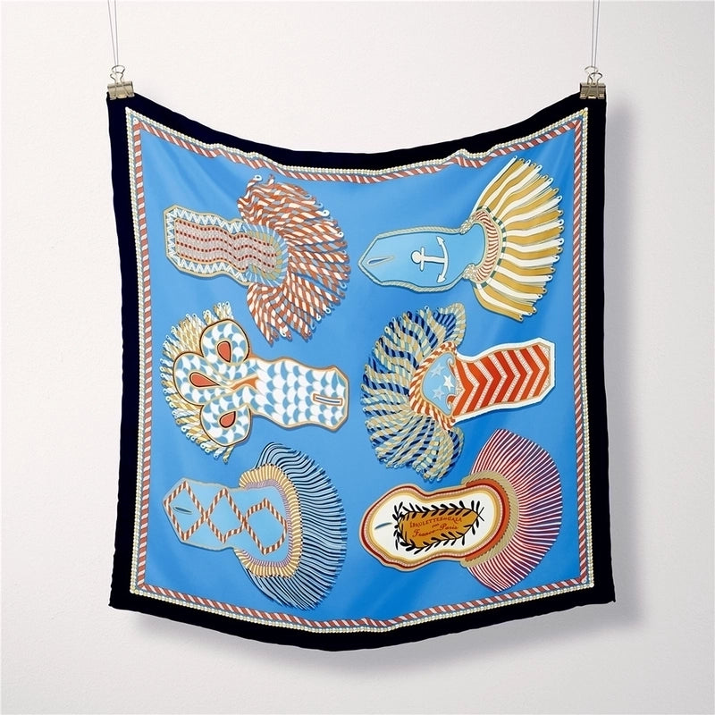 Women's Elegant Geometric Polyester Printing Silk Scarf