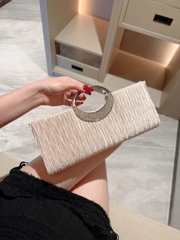 Women's Polyester Solid Color Elegant Square Hidden Buckle Evening Bag
