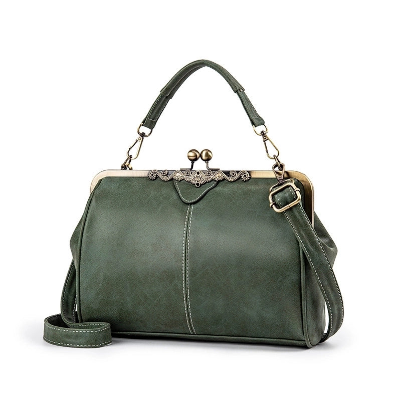 Women's Medium All Seasons Pu Leather Solid Color Classic Style Square Lock Clasp Shoulder Bag