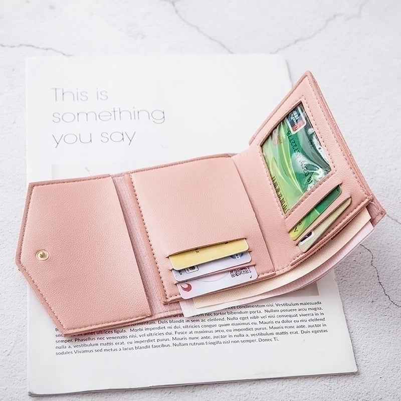 Women's Short Wallet Practical Three-fold Coin Purse Soft-faced Lady Card Bag