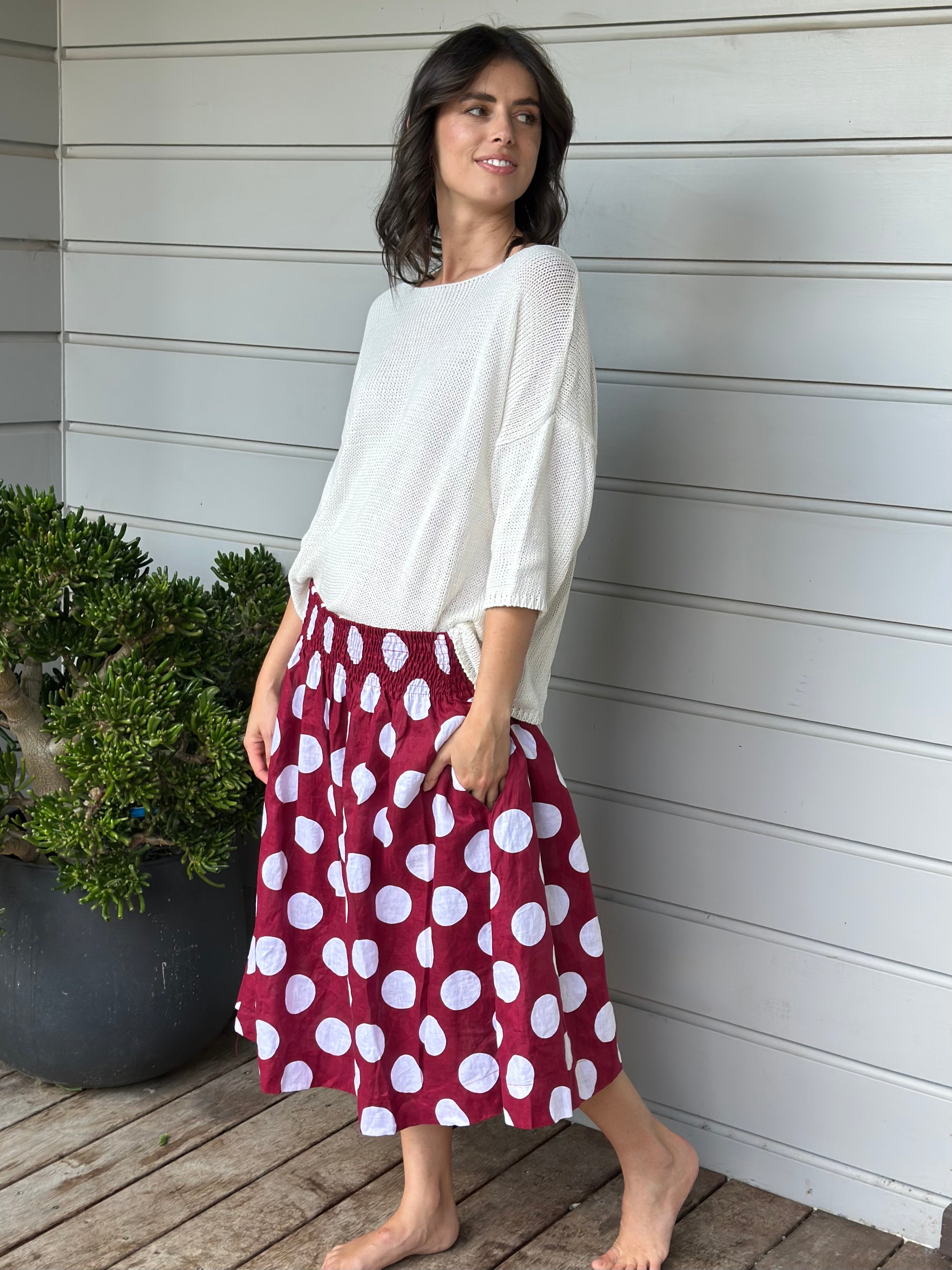 lola skirt - big wine spot linen