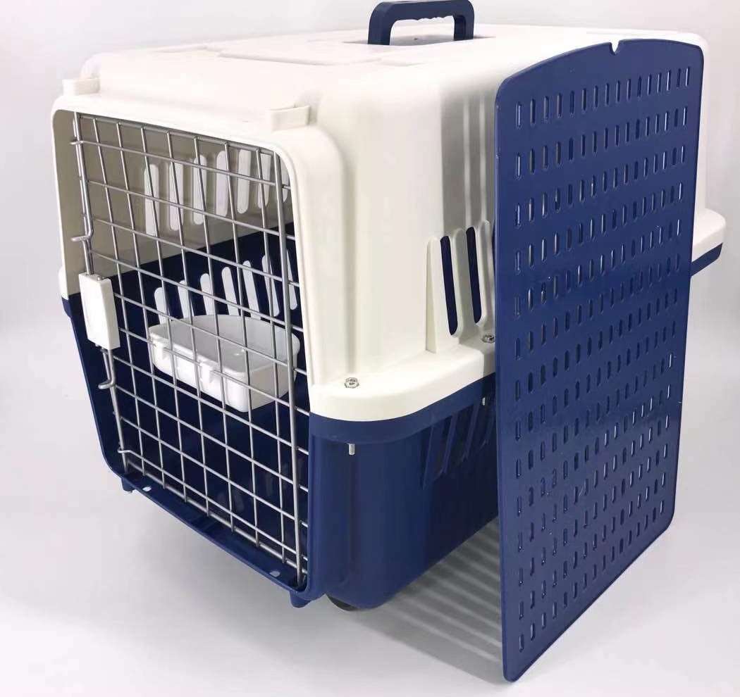 YES4PETS Navy XXL Dog Puppy Cat Crate Pet Carrier Cage W Tray. Bowl & Removable Wheels