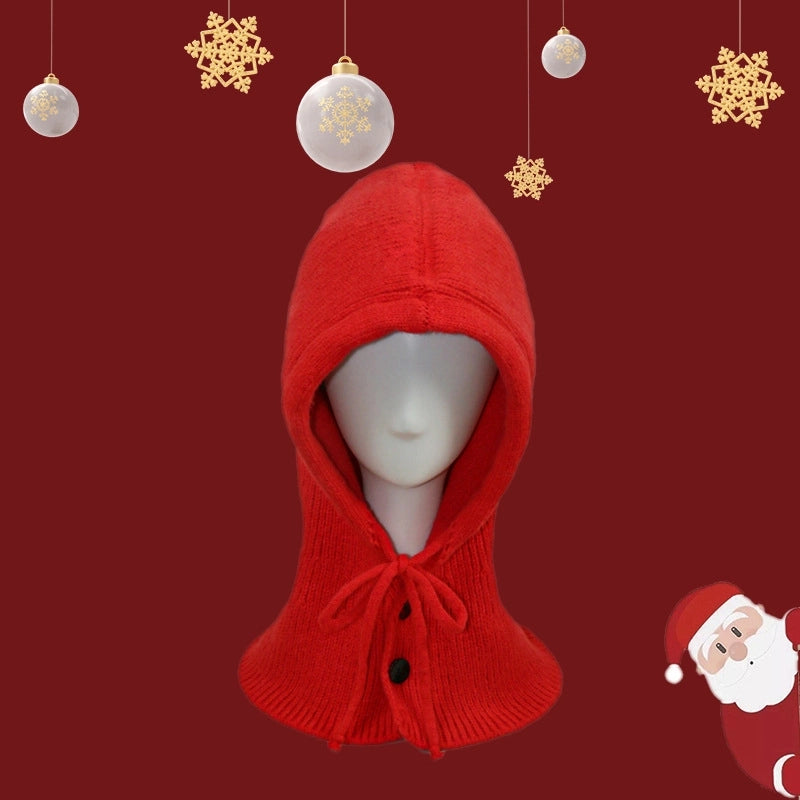 Women's Casual IG Style Lattice Solid Color Elk Knit Scarf Hat Beanie Hat