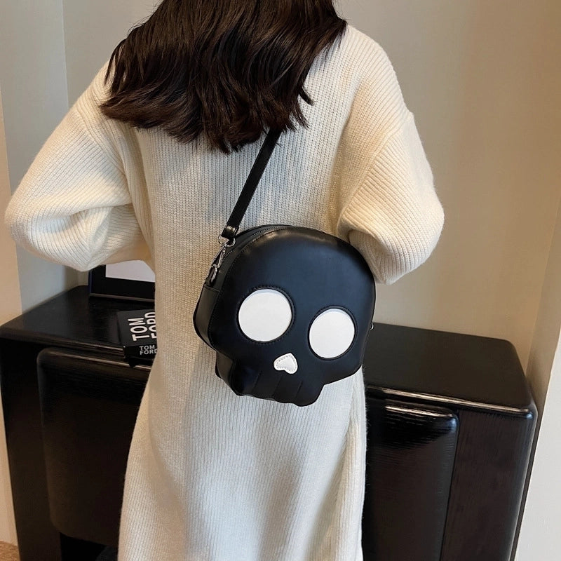Halloween Women's Pu Leather Ghost Streetwear Zipper Circle Bag
