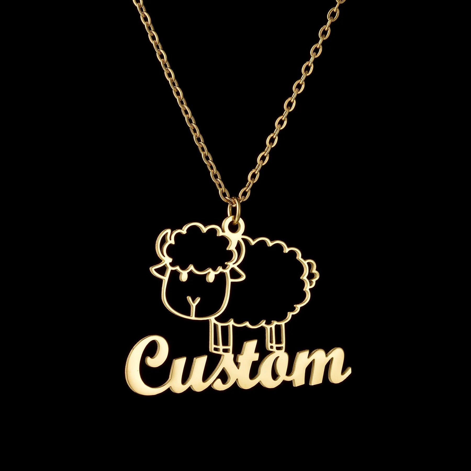 Custom Animal Outline Pendant Necklace With Name Design