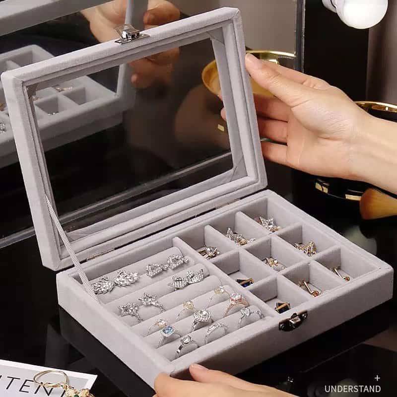 Multi Grid Velvet Jewelry Box