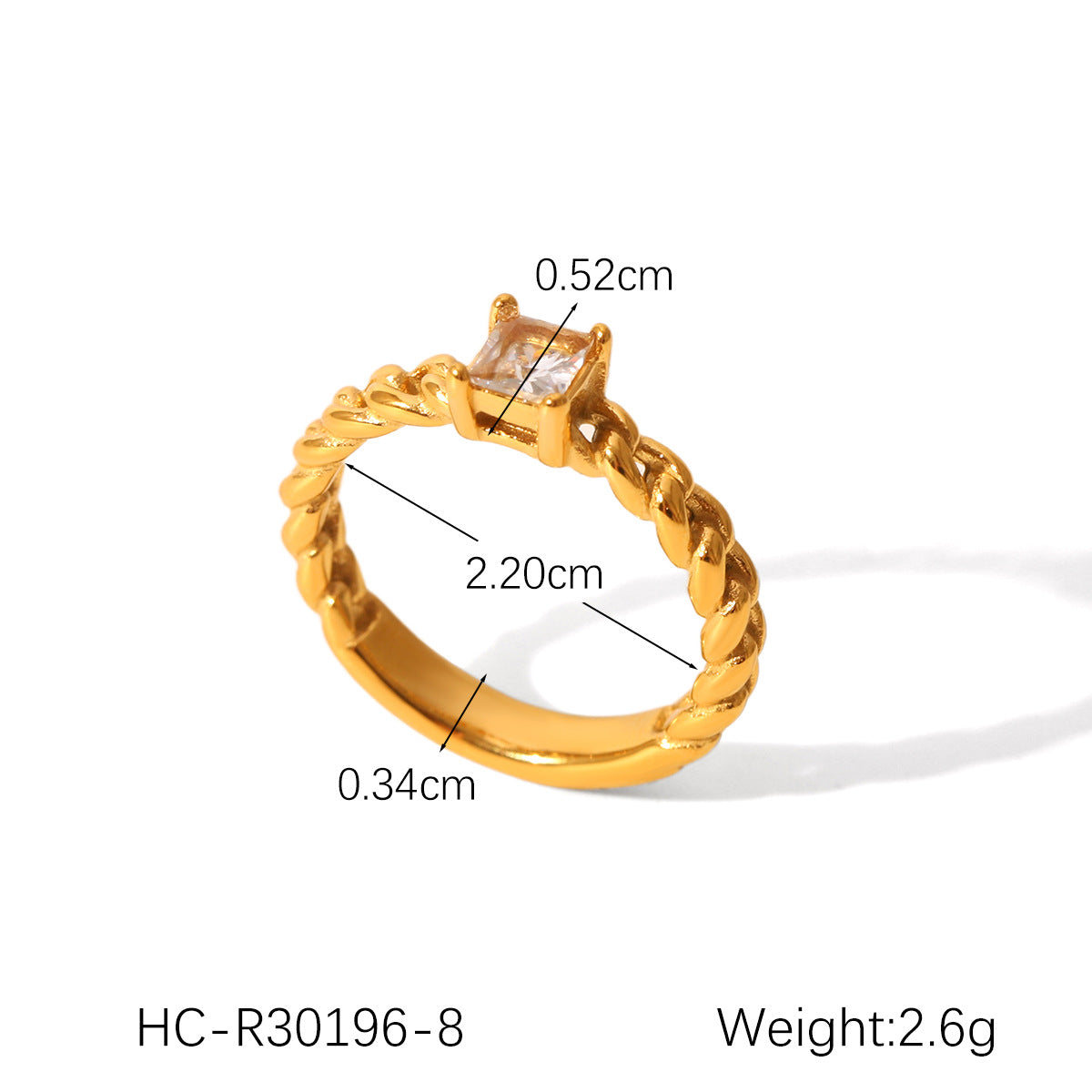 Ins Style Simple Stainless Steel Ring Diamond Ring Female 18K Gold Polished Titanium Steel Ring