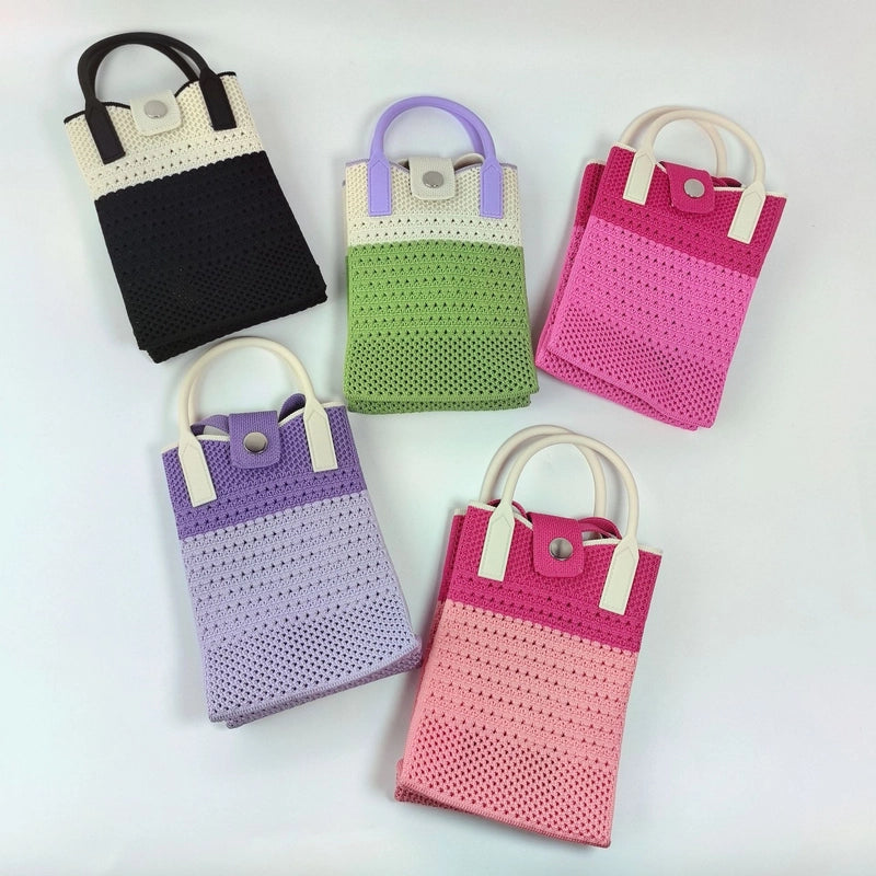 Women's Polyester Color Block Streetwear Square Hidden Buckle Handbag