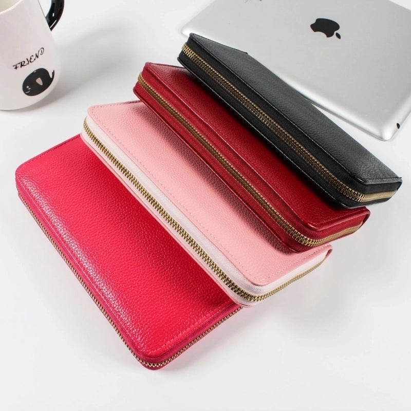 Women's All Seasons Pu Leather Solid Color Basic Square Zipper Long Wallet