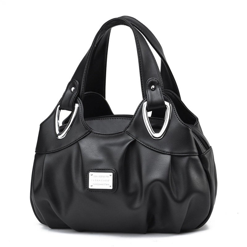 Women's Large Pu Leather Flower Elegant Sewing Thread Dumpling Shape Zipper Cloud Shape Bag