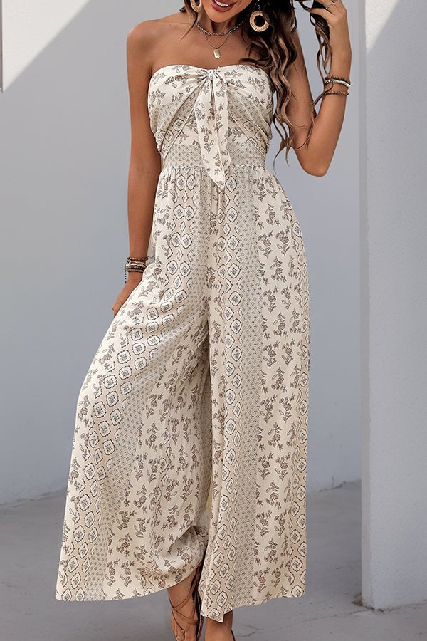 Fashion Bandeau Printed Casual Jumpsuit