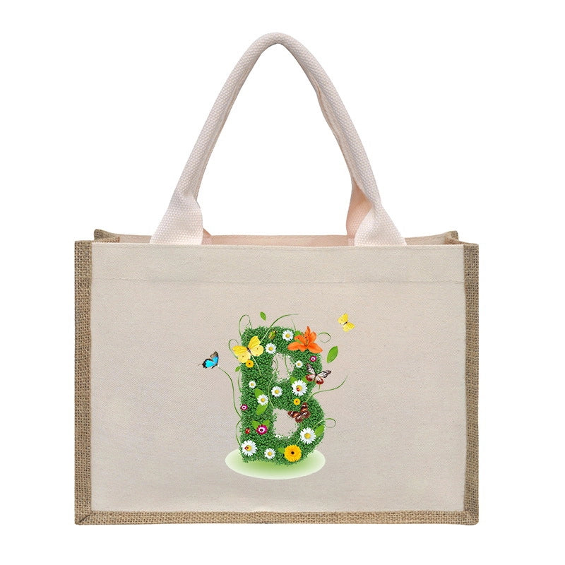 Women's Medium Canvas Letter Basic Classic Style Open Shopping Bags
