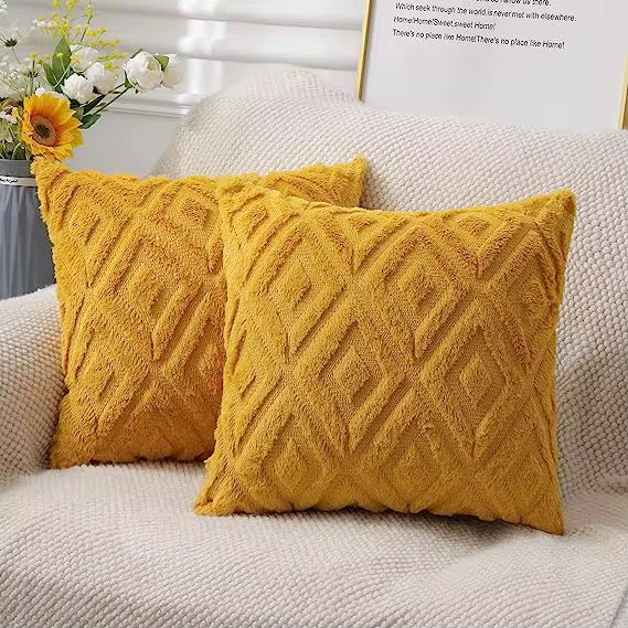 Soft Plush Velvet Pillow Covers. Large Rhombus Pattern. Bedroom Decor. Living Room Decor