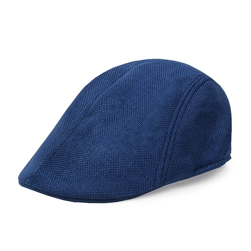 Men's Retro British Style Solid Color Curved Eaves Beret Hat