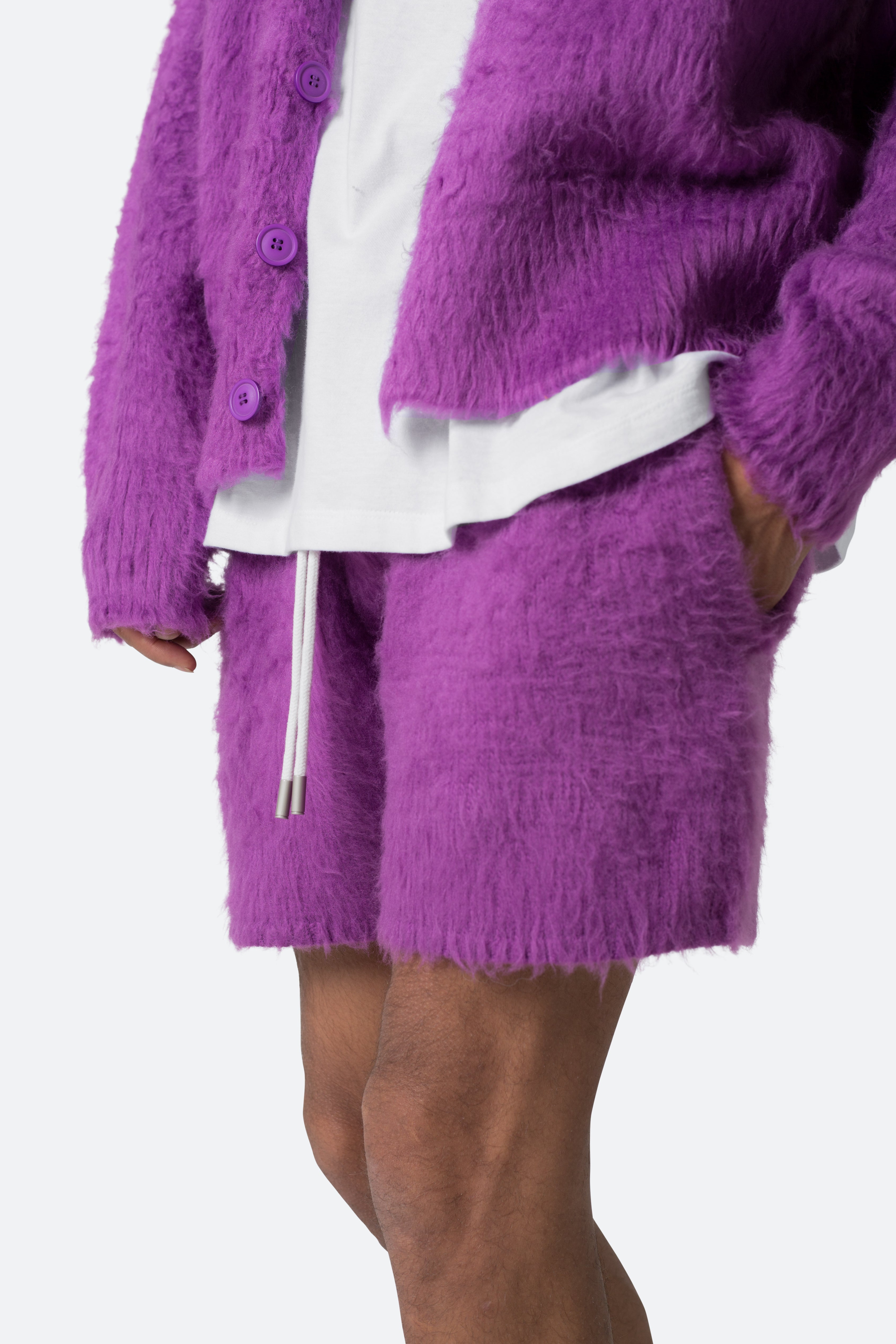 Fuzzy Sweatshorts - Purple