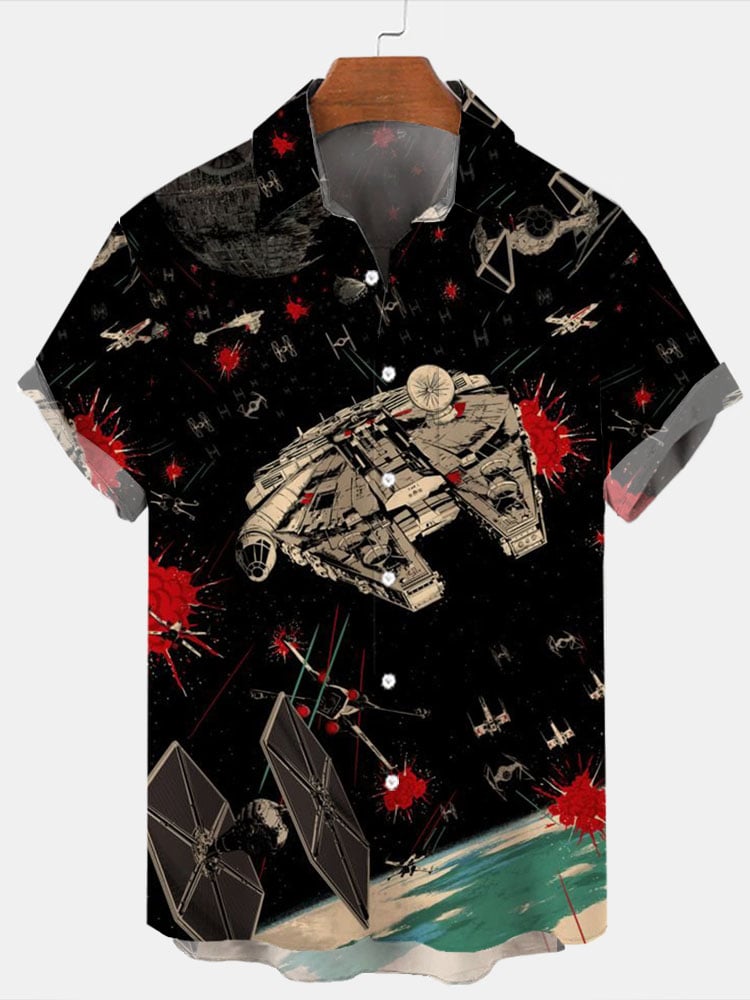 Space Vacation Short Sleeve Pocket Shir