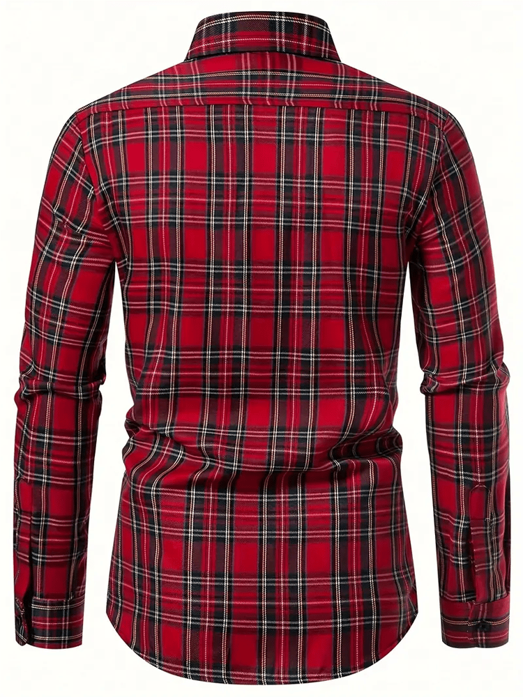 Men's Plaid Business Long Sleeve Shirt