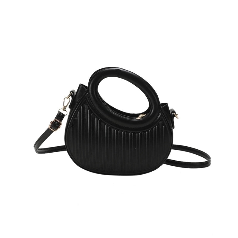 Women's Small All Seasons Pu Leather Solid Color Streetwear Shell Zipper Shoulder Bag Handbag Saddle Bag