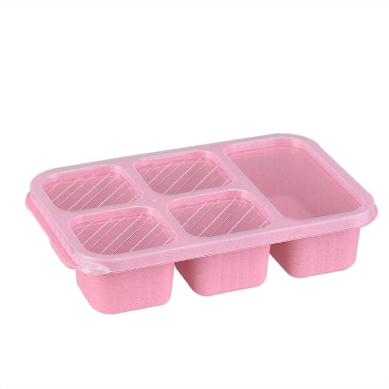 Wheat Straw Lunch Box Lunch Box Five-grid Lunch Box With Lid Snack Box Fresh-keeping Snack Dish Snack Snack Box