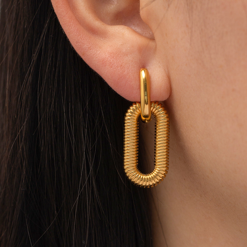 Quadrilateral Geometric Stainless Steel 18K Gold Plated Earrings