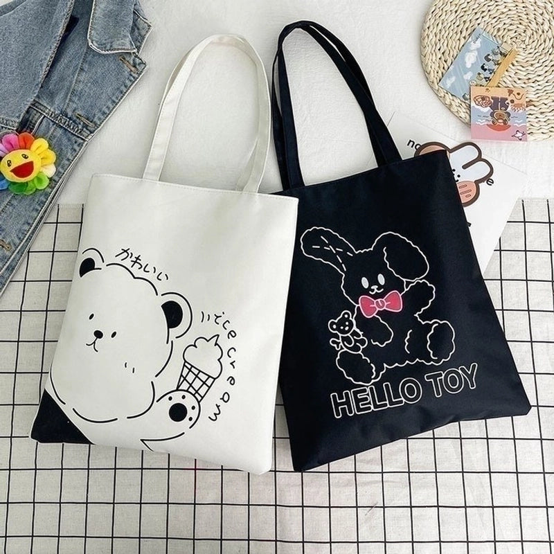 Women's Fashion Cartoon Oxford Cloth Shopping Bags
