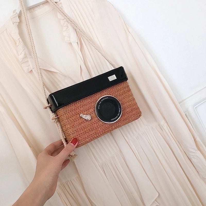 Small Straw Camera Bag Shoulder Bags