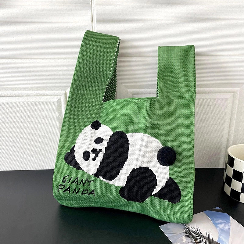 Women's Medium Knit Animal Cute Basic Open Handbag